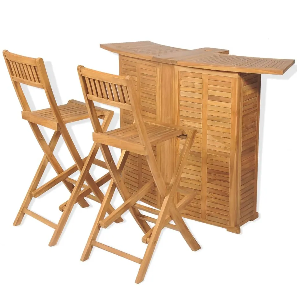 vidaXL Bistro-Set 3-tlg Teak Massivholz Klappstühle Bartisch