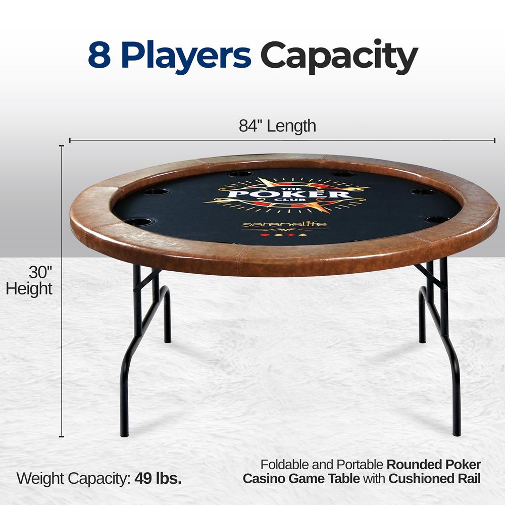 Serenelife Game Tables SLPR750 Pokertisch Braun 8 Spieler klappbar
