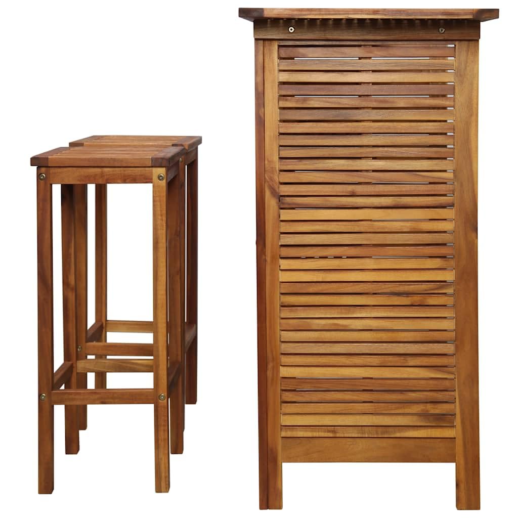 vidaXL Bartisch Set 3-tlg Akazienholz 110x50x105 cm Ölfinish