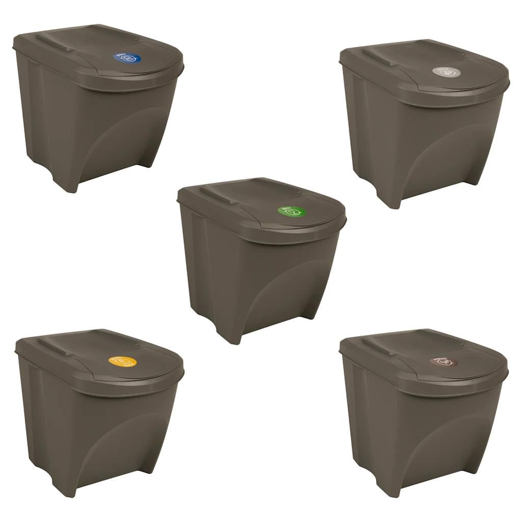 vidaXL Heim & Garten Mülleimer 3x75L Grau stapelbar