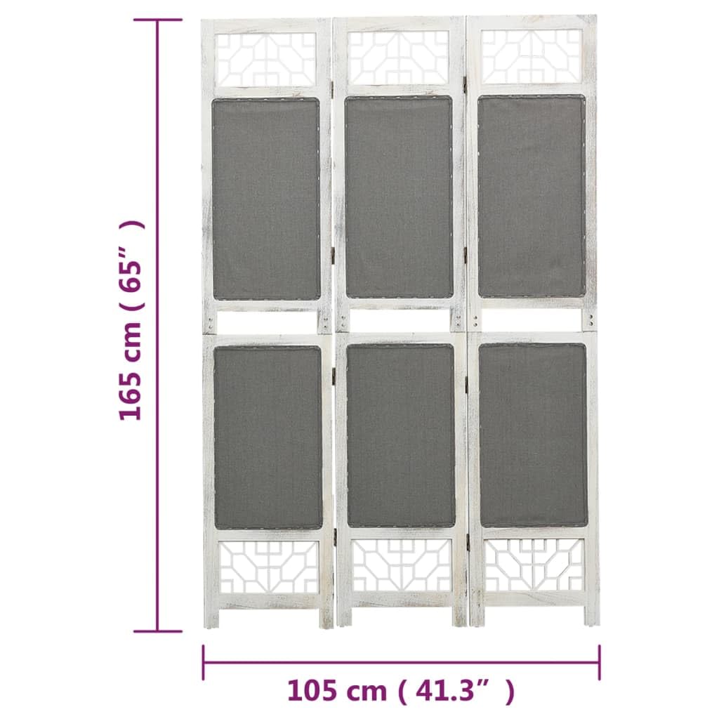 vidaXL Paravent 3-tlg. Raumteiler Grau 105x165cm Stoff