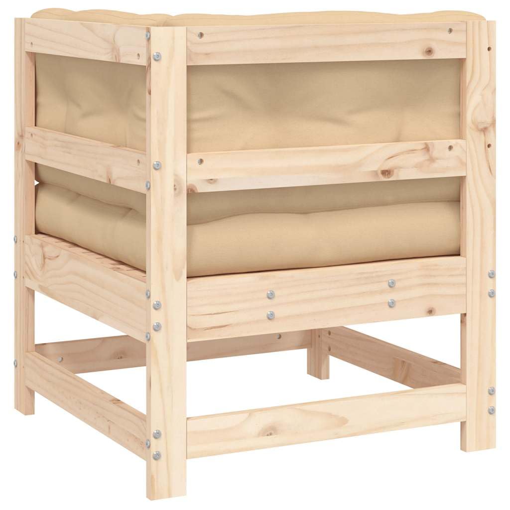 vidaXL Möbel Ecksofa Massivholz Kiefer Natur mit Kissen Garten