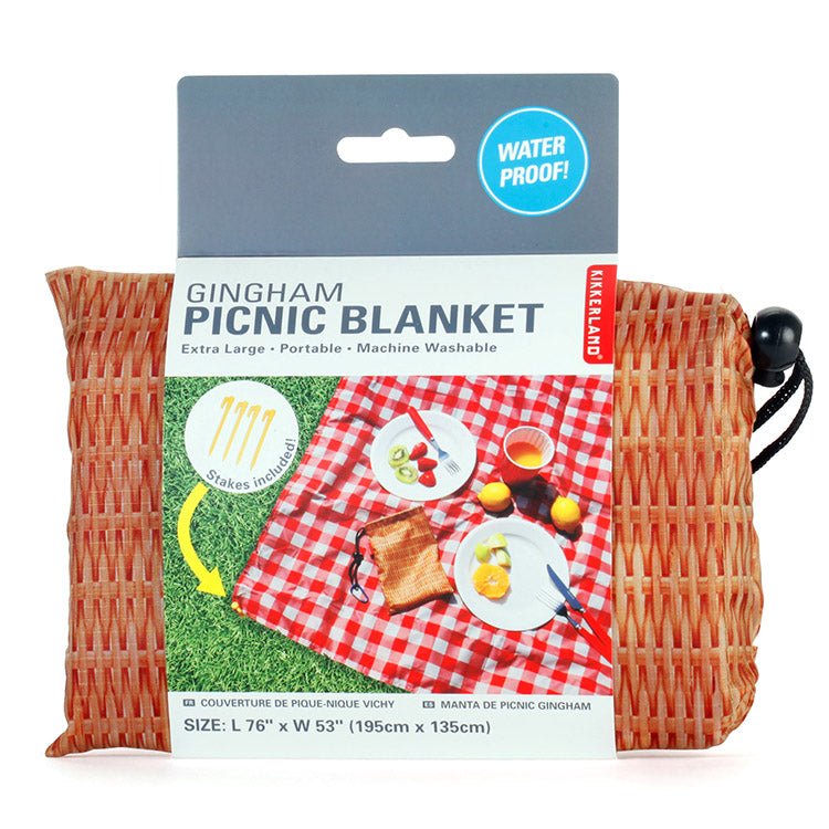 Kikkerland On-The-Go Gingham Picknickdecke Karo 4 Pers.