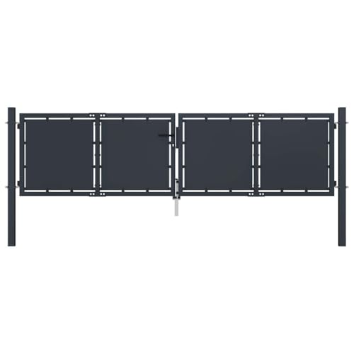 vidaXL Gartentor Doppeltor Stahl Anthrazit 300x125 cm