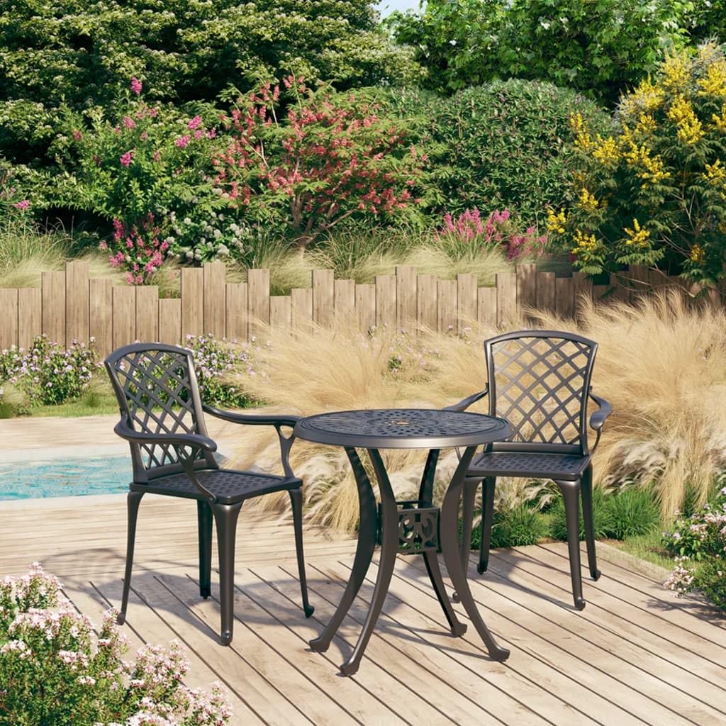vidaXL Heim & Garten Bistro-Set 3-tlg Aluminiumguss Schwarz