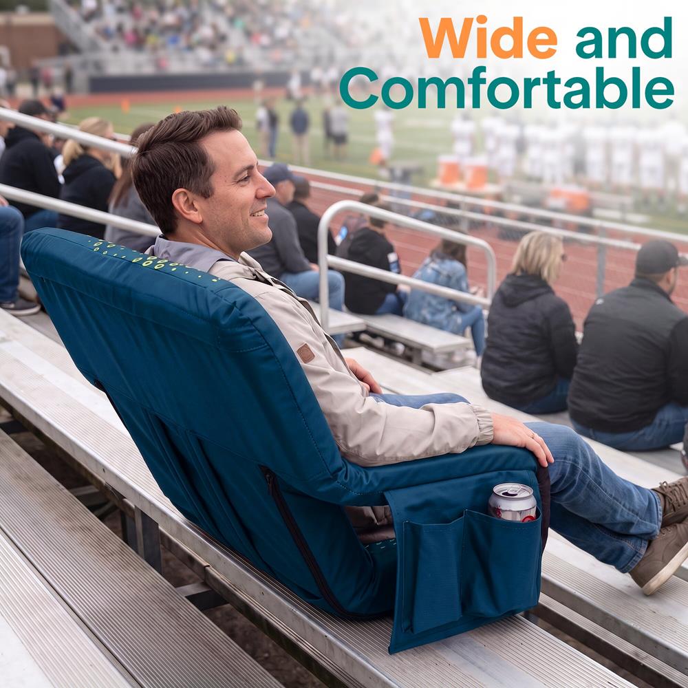 Serenelife Furniture Stadionstuhl 25" Blau mit Getränkehalter