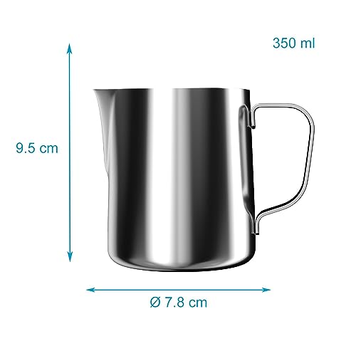 Intirilife Milchkännchen Edelstahl 350 ml Barista Krug