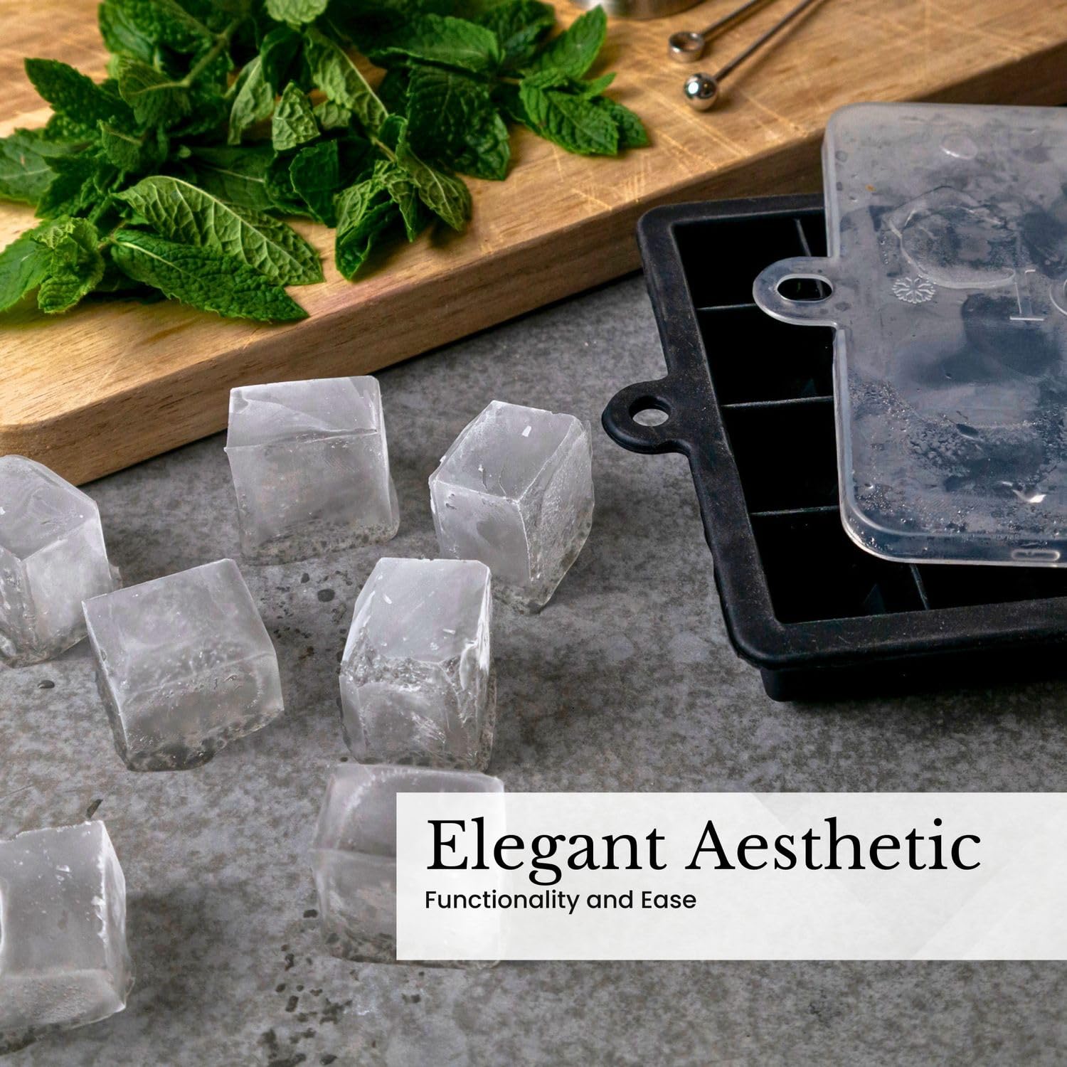 Intirilife Eiswürfelform Silikon Schwarz 2er Set 24 Fächer