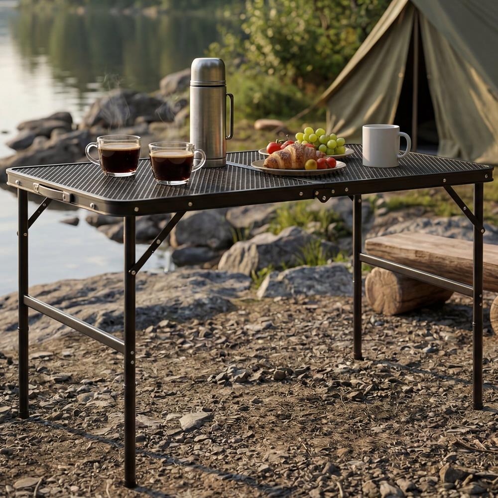 Serenelife Camping SLCMPTBL3BL Campingtisch Schwarz höhenverstellbar