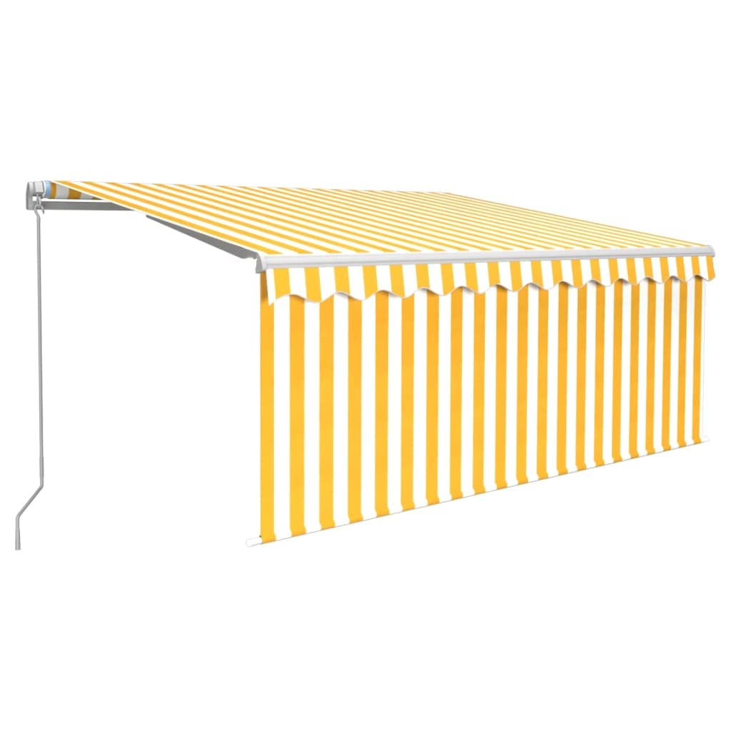 vidaXL Heim & Garten Markise 4x3 m Blau-Weiß LED Rollo