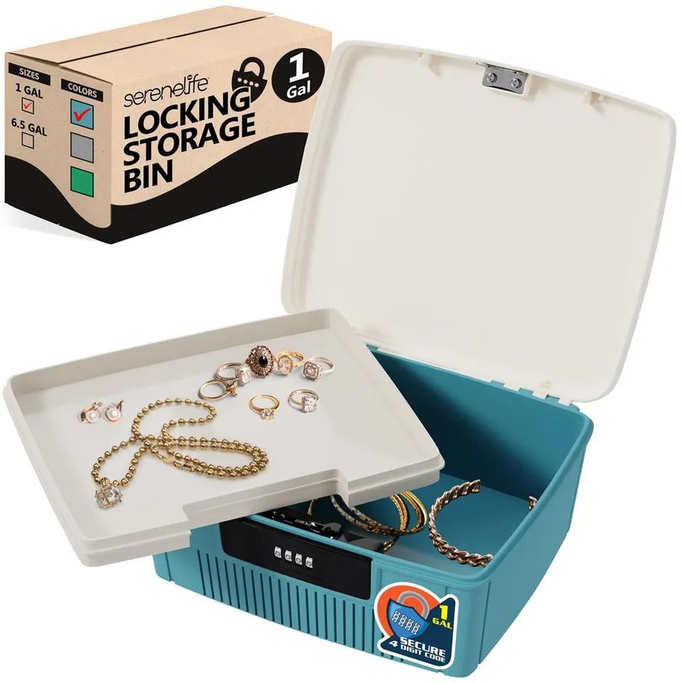 Serenelife Aufbewahrungsbox Zahlenschloss Blau 4L
