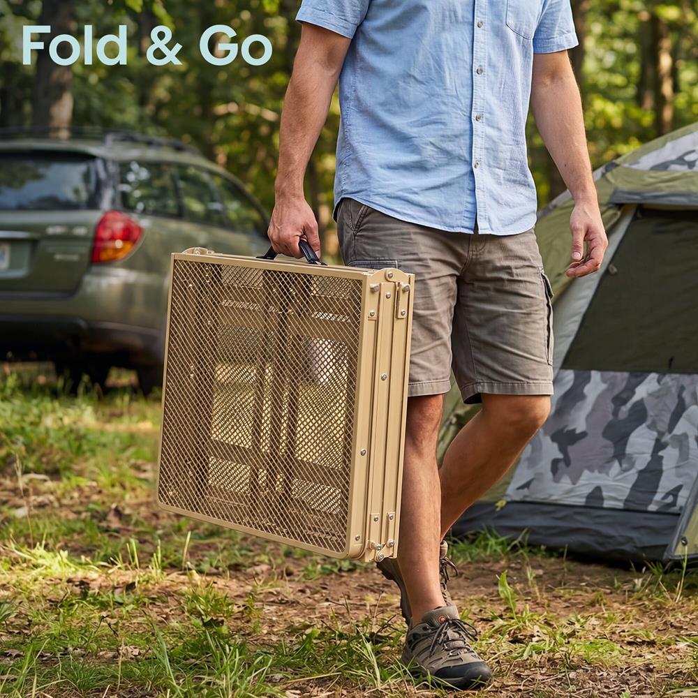 Serenelife Camping Campingtisch 4Ft beige höhenverstellbar faltbar