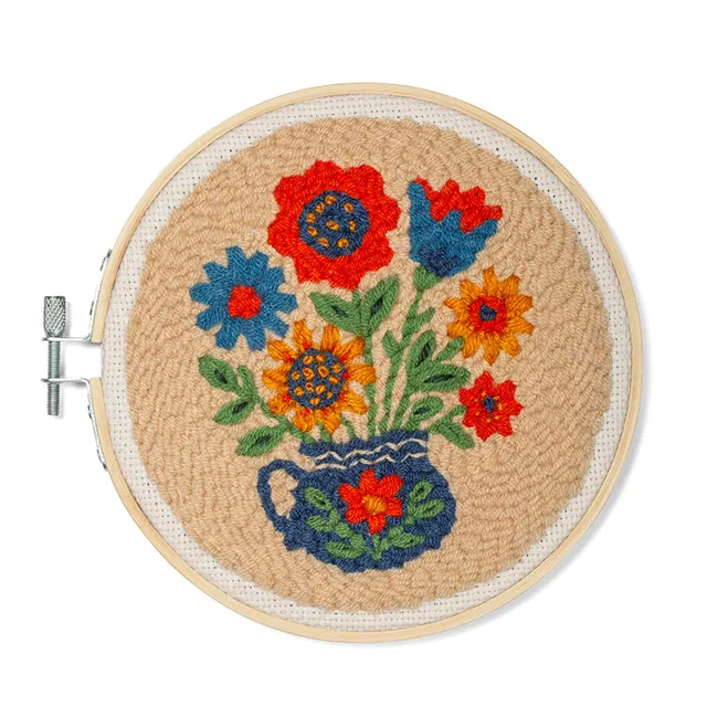 Kikkerland Crafters Flower Bouquet Punch Needle Set