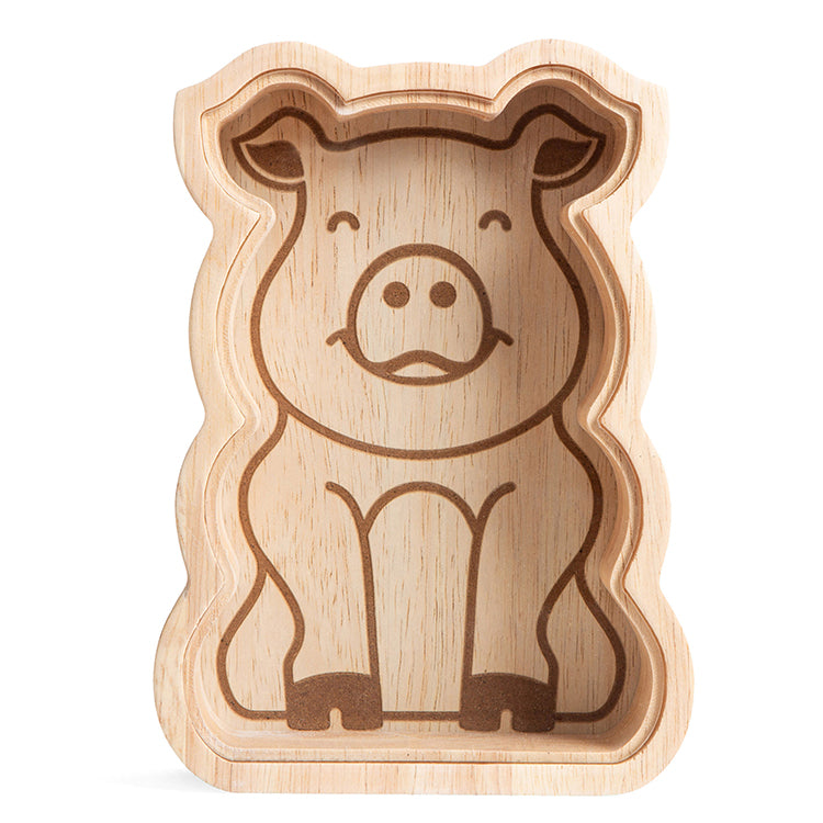 Kikkerland Home Piggy Bank Spardose Schwein Holz