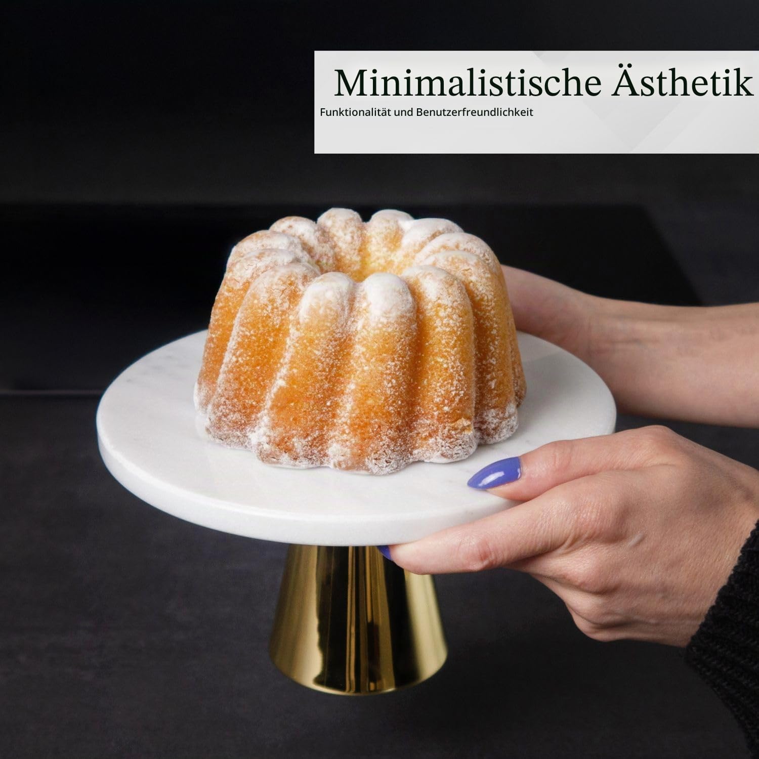 Intirilife Kuchenplatte Tortenständer Marmor Gold 20 cm
