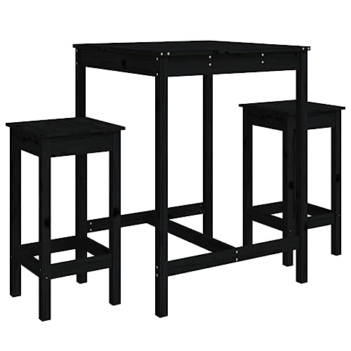 vidaXL 3-tlg. Gartenbar-Set Bartisch schwarz ohne Lehne