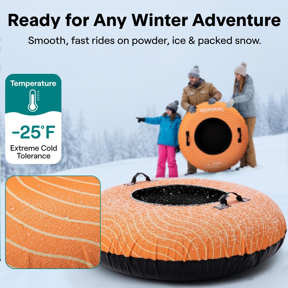 Serenelife Snow Tube 48 Zoll Schneereifen orange aufblasbar
