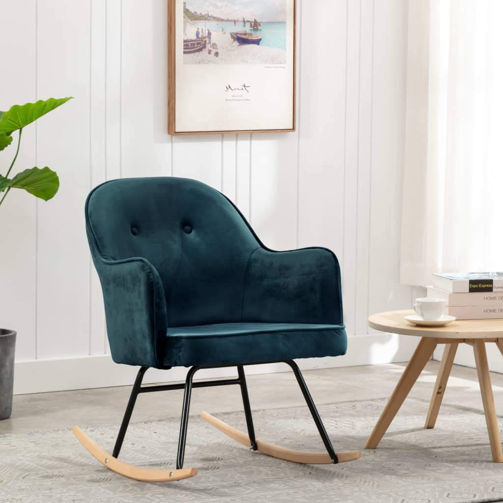 vidaXL Heim & Garten Schaukelstuhl Blau Samt Relaxstuhl