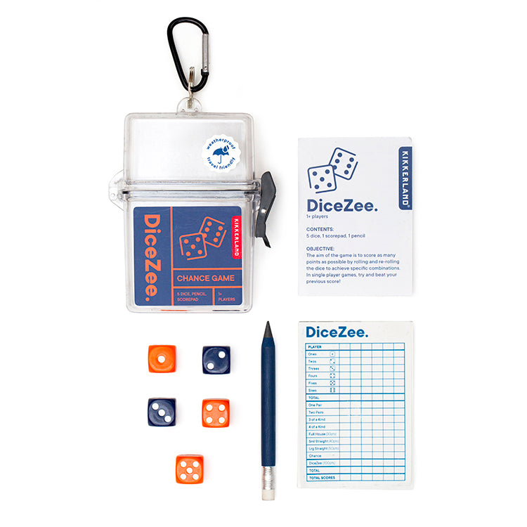 Kikkerland DiceZee Würfelspiel wasserdicht mit Karabiner