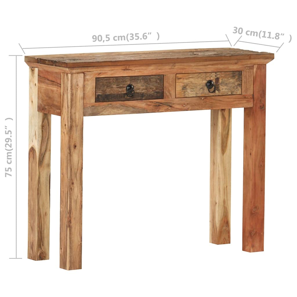 vidaXL Konsolentisch Akazie 90,5cm 2 Schubladen