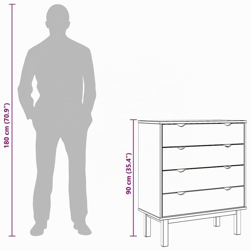 vidaXL Schubladenkommode Braun Kiefer Massivholz 4 Schubladen
