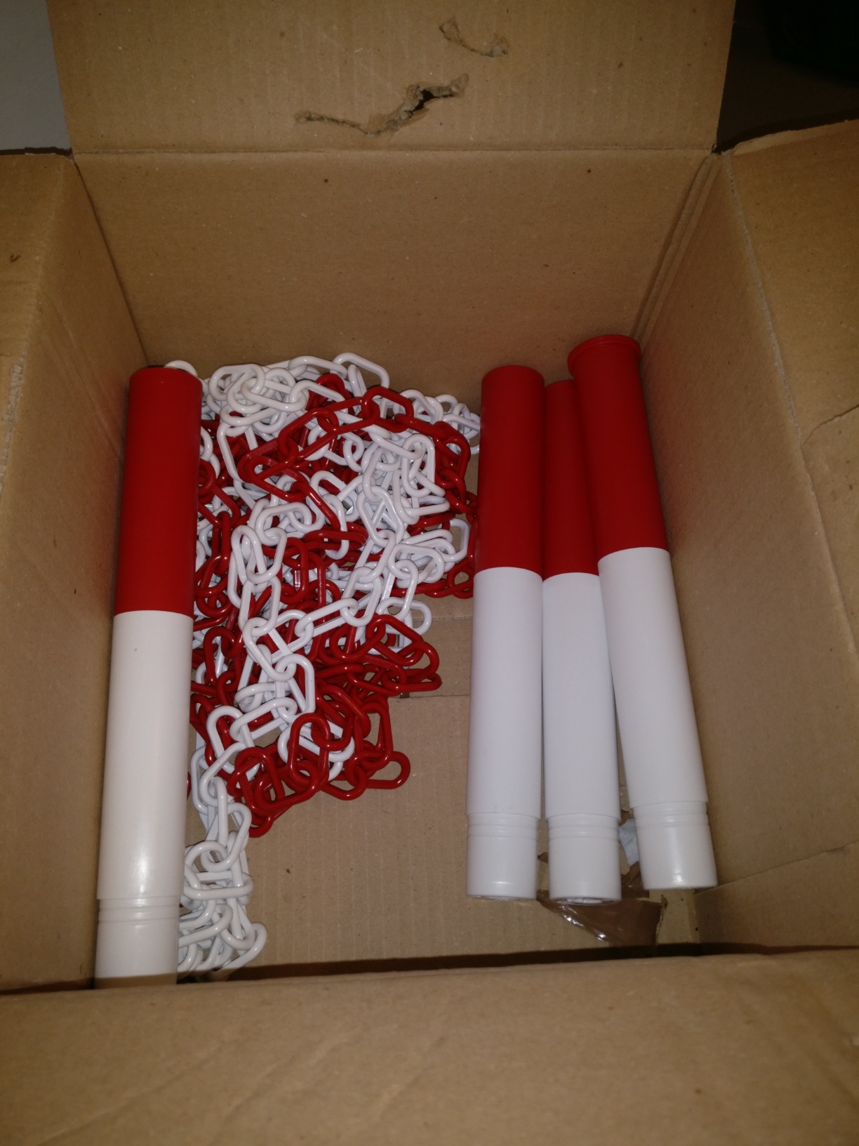 vidaXL Pfosten Set 2x mit Absperrkette 10m Rot Kunststoff