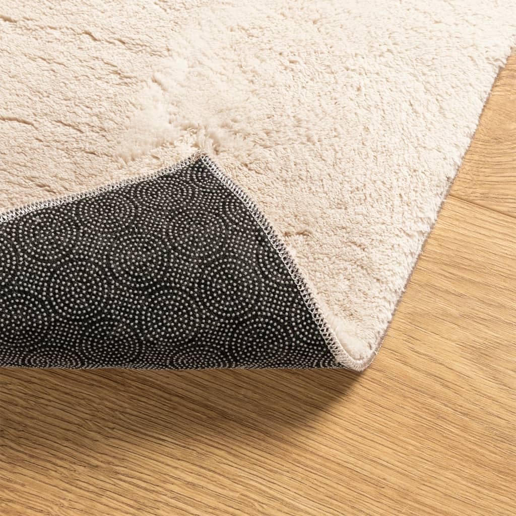 vidaXL Teppich HUARTE Beige 60x110cm Kurzflor Waschbar
