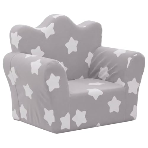 vidaXL Baby Kindersofa Hellgrau Sterne Plüsch 54x34x45 cm