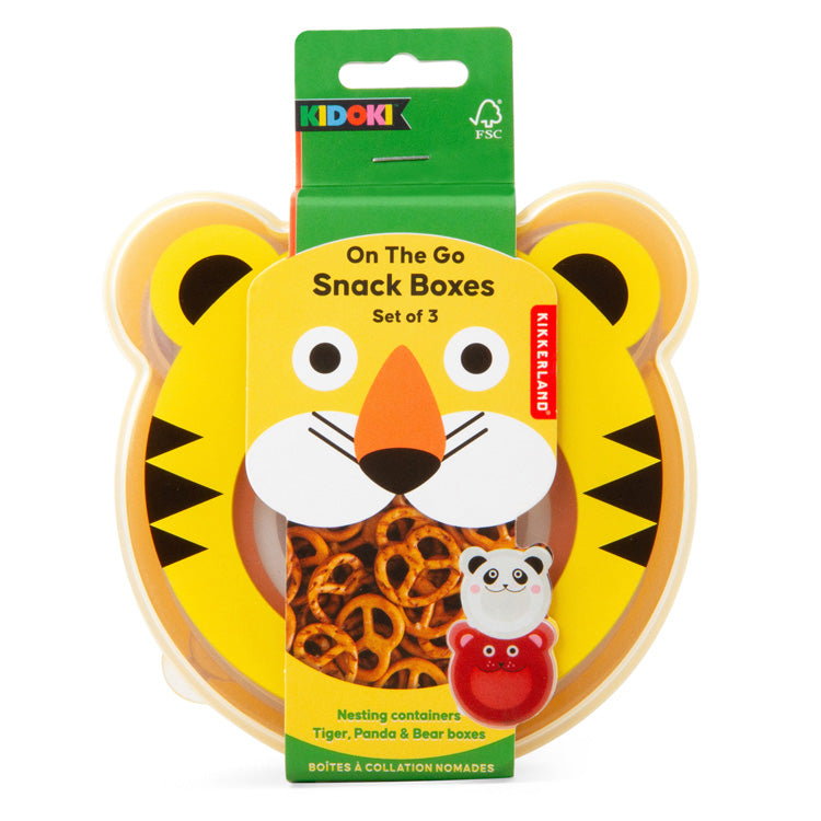 Kikkerland Kidoki On the Go Snackbox 3er Set mit Sichtfenster