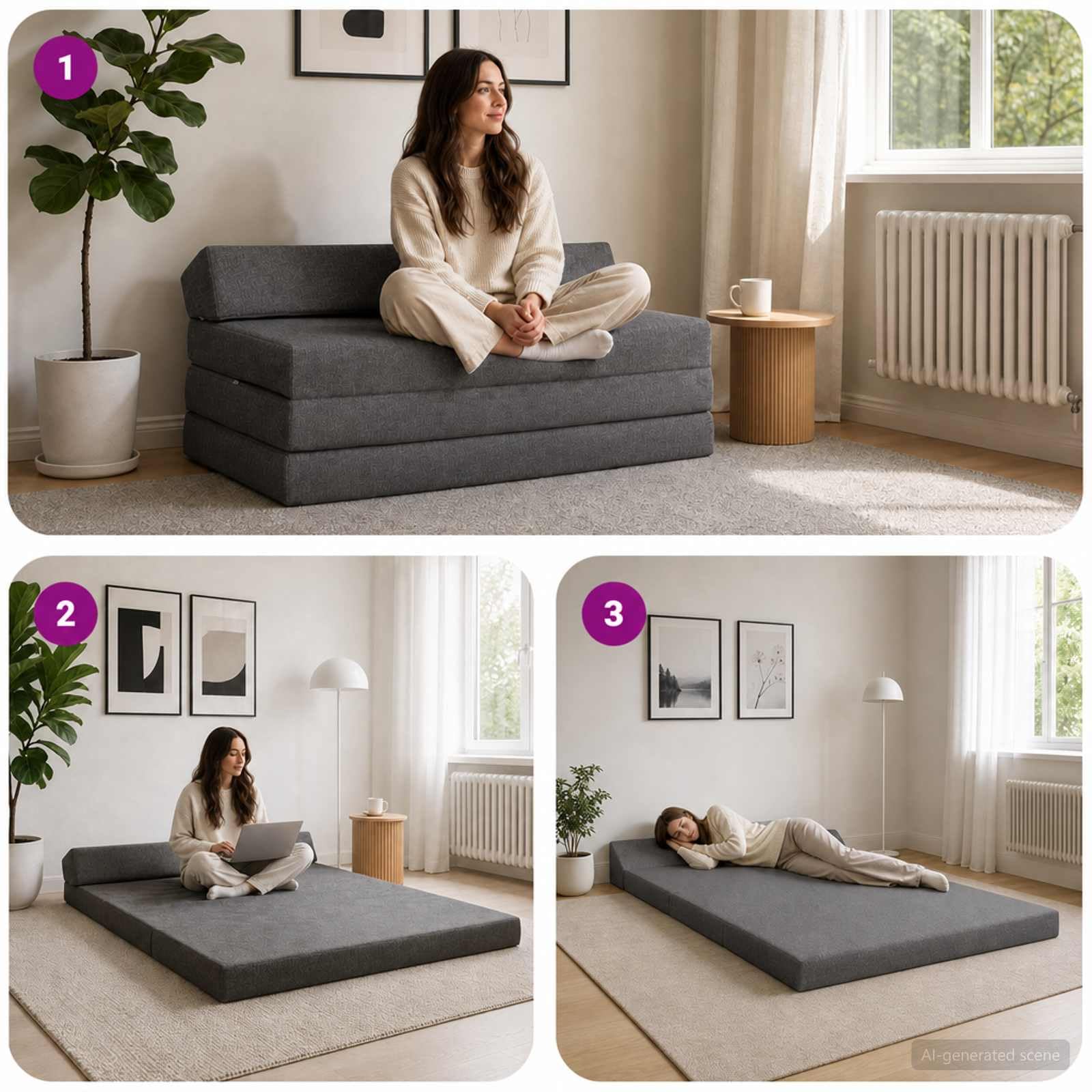 vidaXL Möbel Klappsofa Bett Schlafsofa Hellgrau 120 cm Stoff