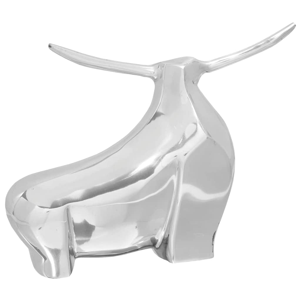 vidaXL Heim & Garten Stierskulptur Silber 37x44x17 cm Aluminium