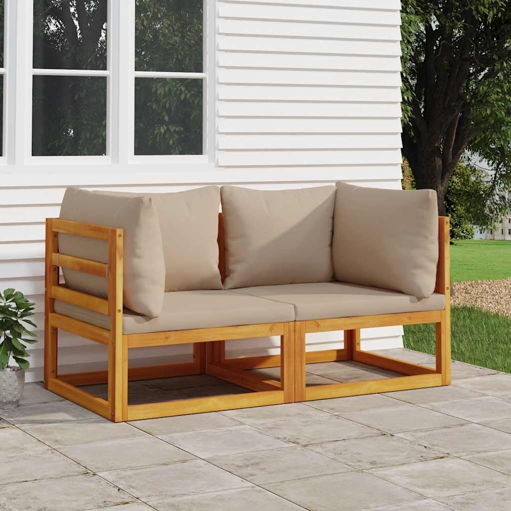 vidaXL Heim & Garten Modular Ecksofa 2Stk Taupe Akazie