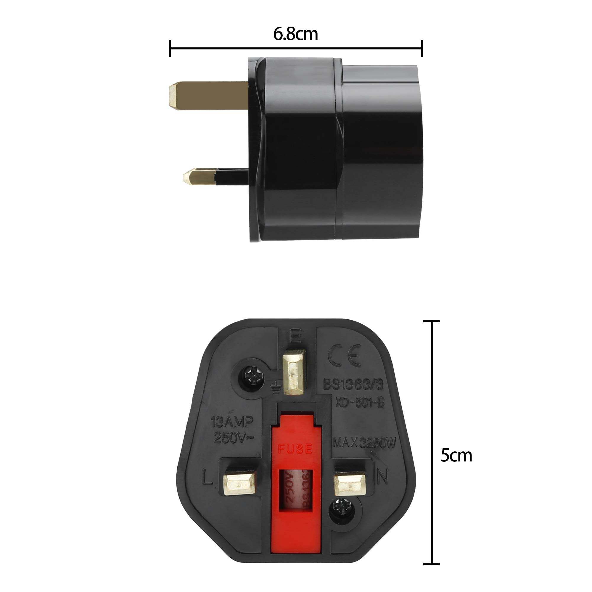 Intirilife Reiseadapter UK auf EU Stecker schwarz 4er Set