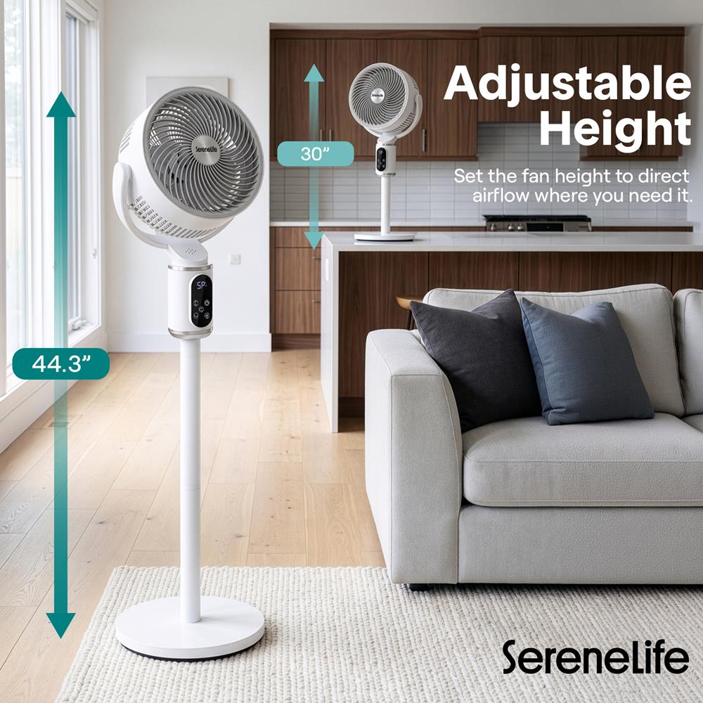 Serenelife Portable AC Standventilator Weiß 45W 6 Stufen