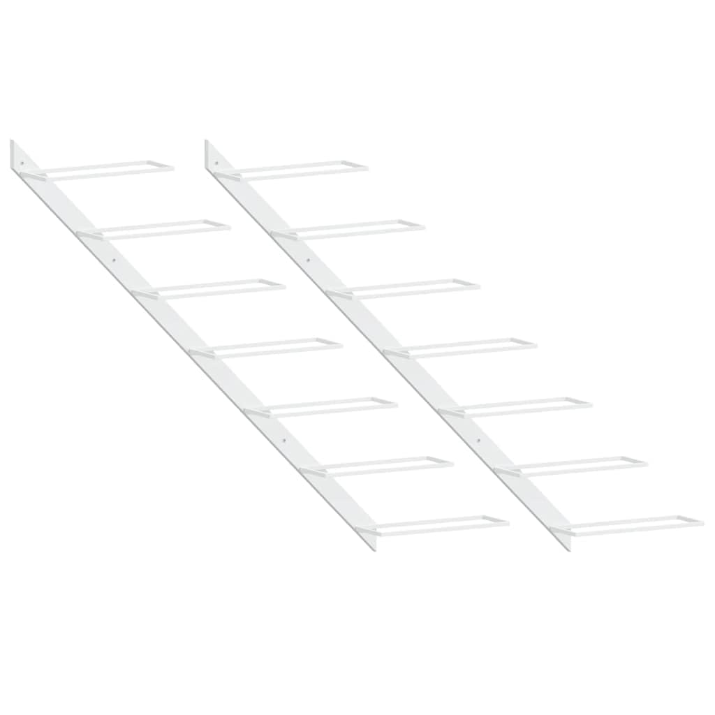 vidaXL Möbel Wand Weinregal Weiß Metall für 7 Flaschen 88cm