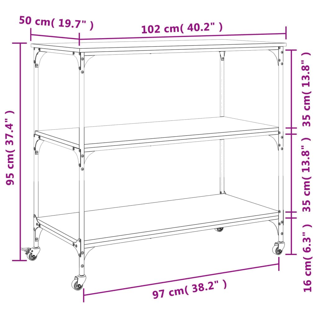 vidaXL Küchenwagen Räuchereiche 102x50x95 cm Rollen