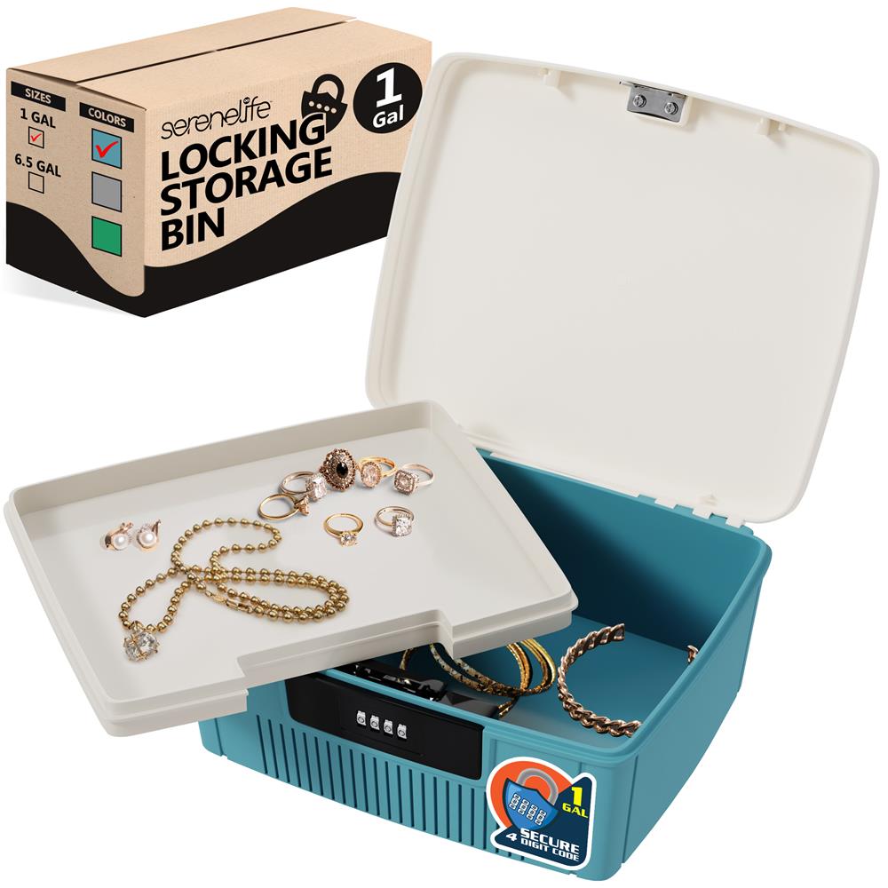 Serenelife Aufbewahrungsbox Zahlenschloss Blau 4L