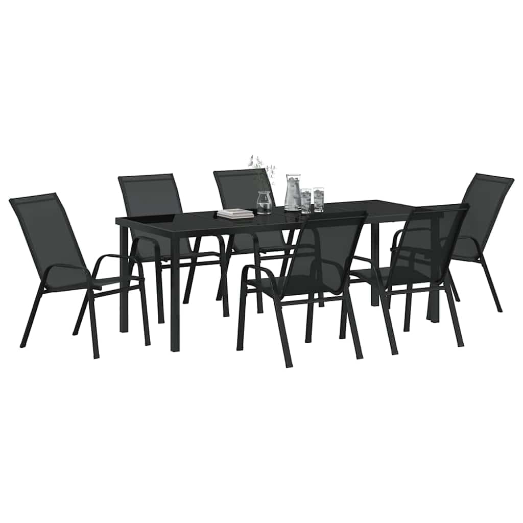 vidaXL Heim & Garten Garten Essgruppe 7-tlg Schwarz Stahl