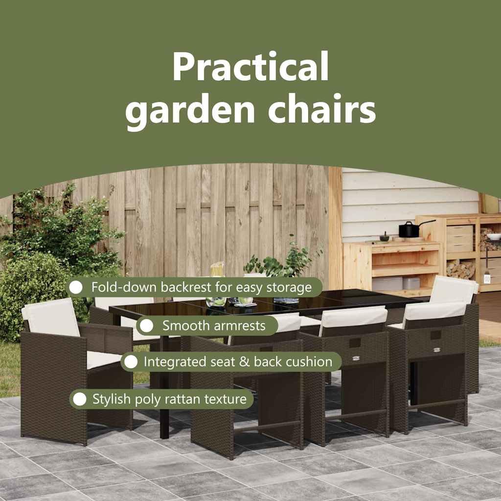 vidaXL Garten Essgruppe 9-tlg Poly-Rattan Braun 8-Sitzer