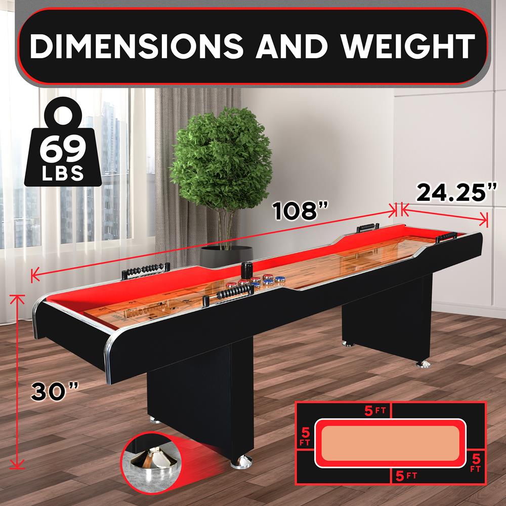 Serenelife Game Tables SLSHFBRD108 Shuffleboard Tisch 9ft Platin