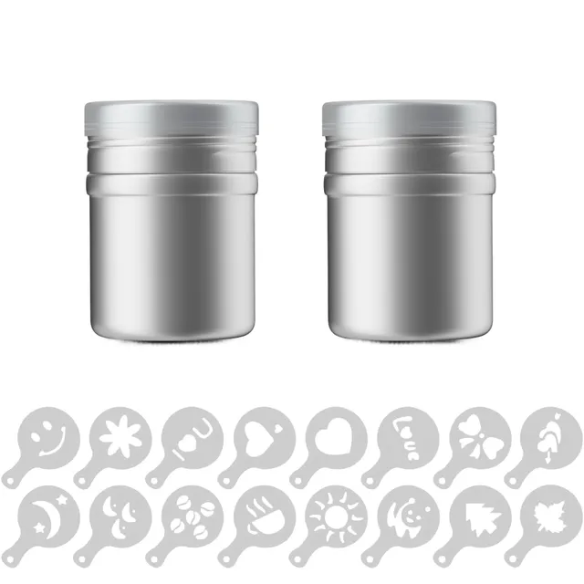 Intirilife Puderstreuer Set 18-teilig Edelstahl mit Schablonen