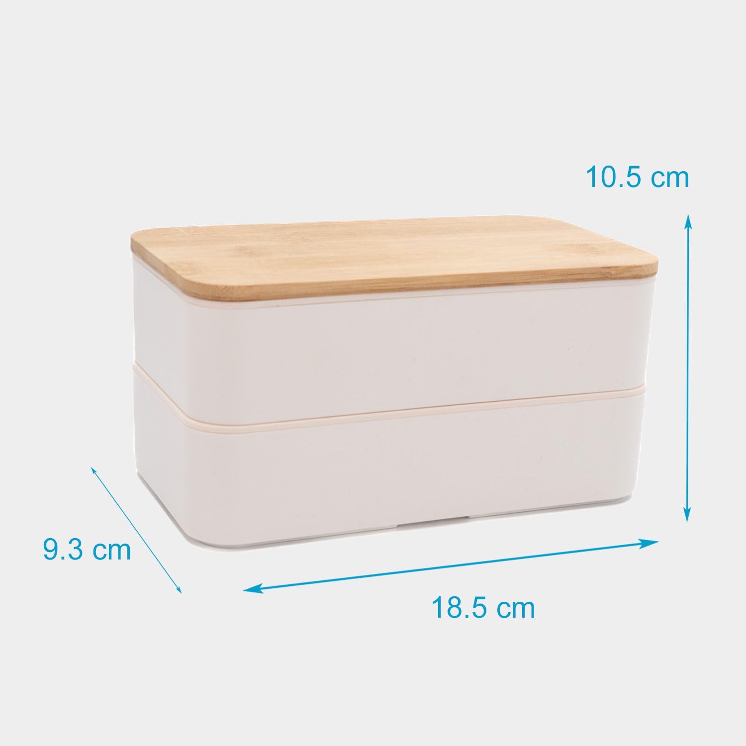 Intirilife Bento Box Lunchbox weiß 2 Ebenen Bambusdeckel Besteck
