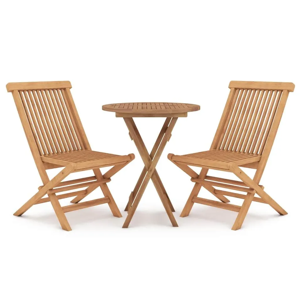 vidaXL 3-tlg. Garten-Essgruppe Teak Massivholz klappbar