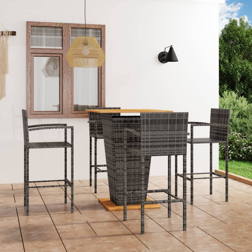 vidaXL Heim & Garten Gartenbar-Set 5-tlg grau Holz Rattan
