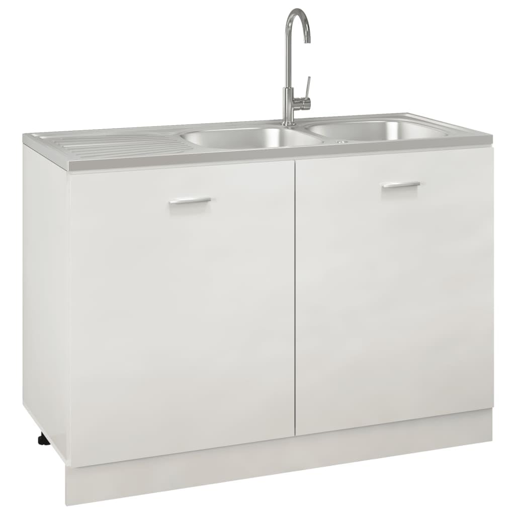vidaXL Doppelspüle Edelstahl 1200x500mm Silber Abtropffläche