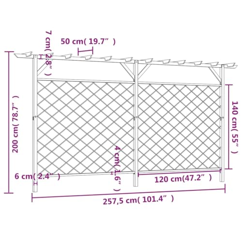 vidaXL Heim & Garten Blumengitter Pergola Rankgitter Kiefer 335cm
