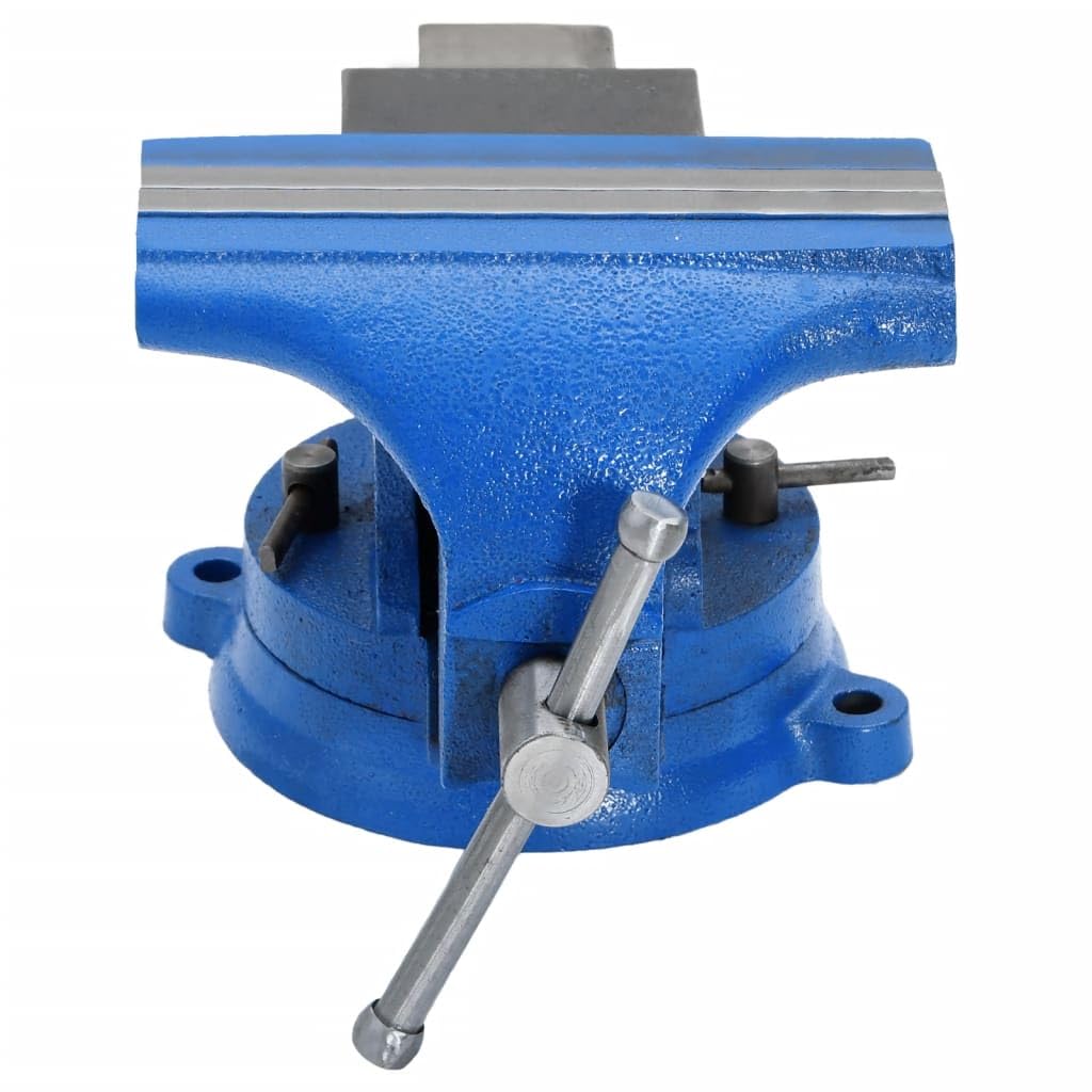 vidaXL Schraubstock Tischschraubstock 100mm Blau Gusseisen