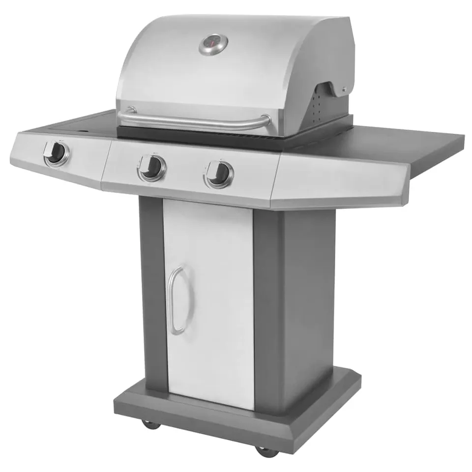 vidaXL Gasgrill 2 Brenner Seitenbrenner Grillwagen Schwarz