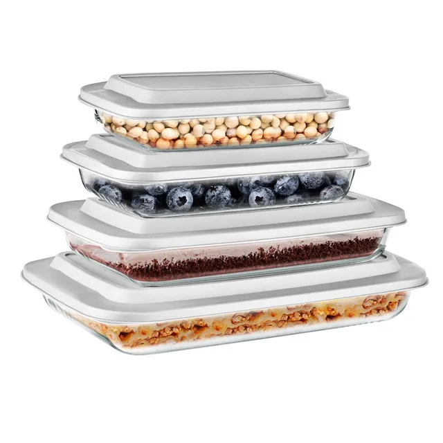 Serenelife Auflaufform Set 8-teilig Glas mit Deckel Borosilikat