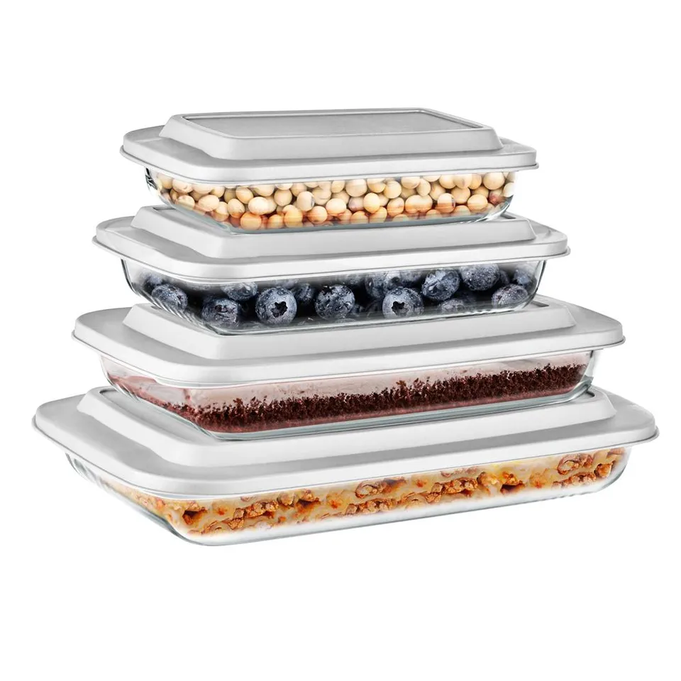 Serenelife Auflaufform Set 8-teilig Glas mit Deckel Borosilikat